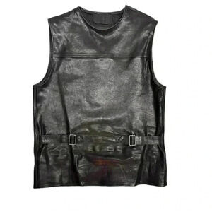 Prada Black Leather Sleeveless  Top